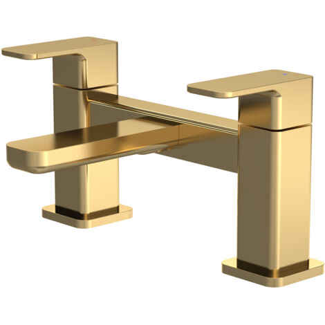 Nuie Windon Pillar Mounted Bath Filler Tap - Brushed Brass (1/4)