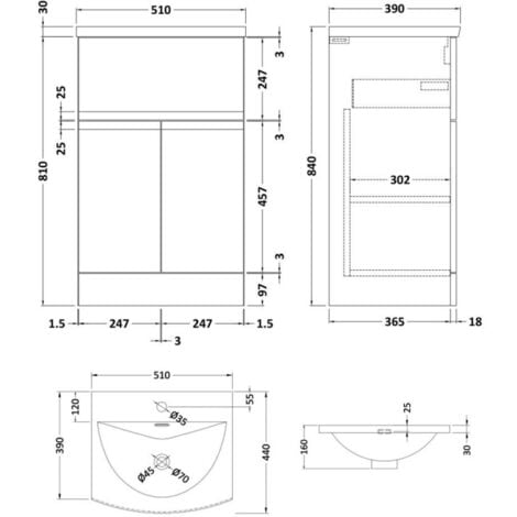 Hudson Reed Urban Floor Standing Vanity Unit with Basin 4 Satin White - 500mm Wide