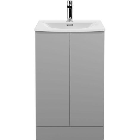 Hudson Reed Urban Floor Standing 2-Door Vanity Unit with Basin 4 Satin Grey - 500mm Wide (1/5)
