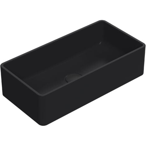 Nuie Vessel Rectangular Sit-On Countertop Basin 465mm Wide - Matt Black