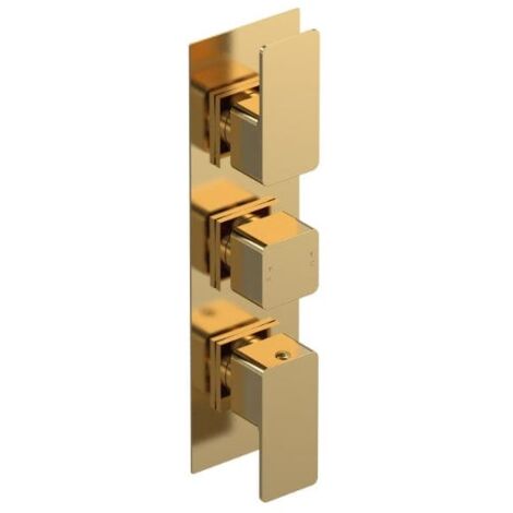 Nuie Windon Brushed Brass Triple Concealed Thermostatic Shower Valve with Diverter - WIN8TR03 (1/5)