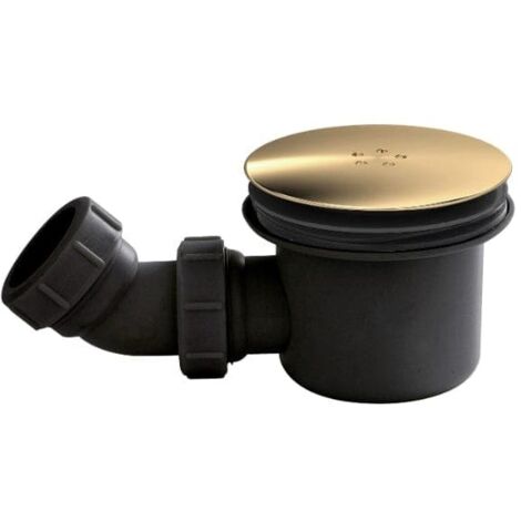 Hudson Reed Black 90mm Fast Flow Shower Tray Waste with Brushed Brass Cover