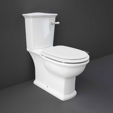RAK Washington Close Coupled Toilet with Horizontal Outlet & Lever Cistern - White Seat (1/3)