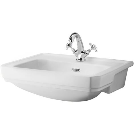Hudson Reed Richmond Semi Recessed Basin 560mm Wide - 1 Tap Hole (1/2)