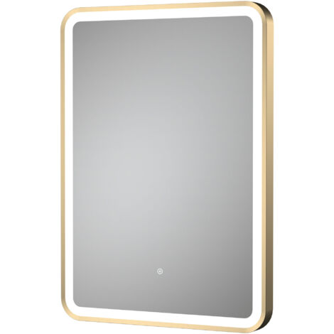 Hudson Reed Hydrus Brushed Brass Framed LED Touch Sensor Bathroom Mirror 700mm H x 500mm W