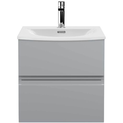 Hudson Reed Urban Wall Hung 2-Drawer Vanity Unit with Basin 4 Satin Grey - 500mm Wide (1/5)