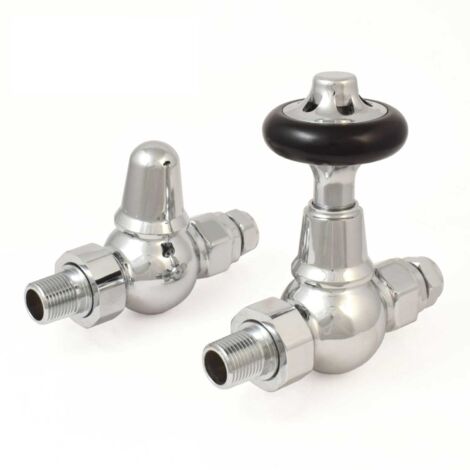 West Admiral Straight Thermostatic Radiator Valve and Lockshield - Chrome (1/5)