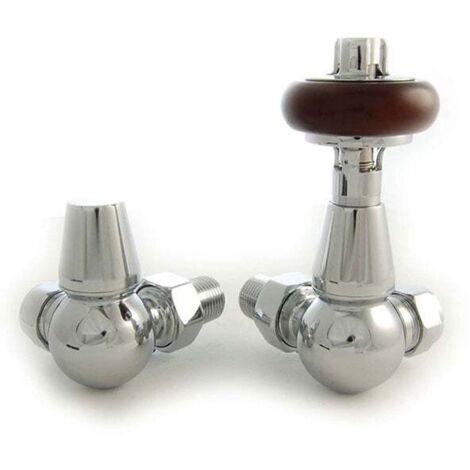 West Faringdon Corner Thermostatic Radiator Valve and Lockshield - Chrome (1/5)