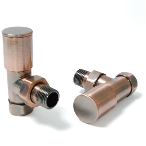 West Milan Angled Radiator Valves Pair - Antique Copper