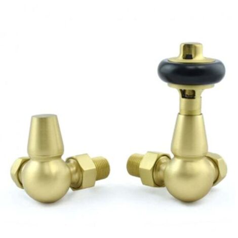 West Eton Traditional Corner Manual Radiator Valve and Lockshield - Brushed Brass (1/5)