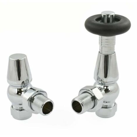 West Jaguar TRV Angled Thermostatic Radiator Valve and Lockshield - Chrome (1/5)