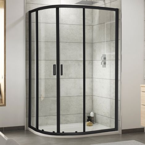 Nuie Rene Black Offset Quadrant Shower Enclosure 1200mm x 800mm - 6mm Glass