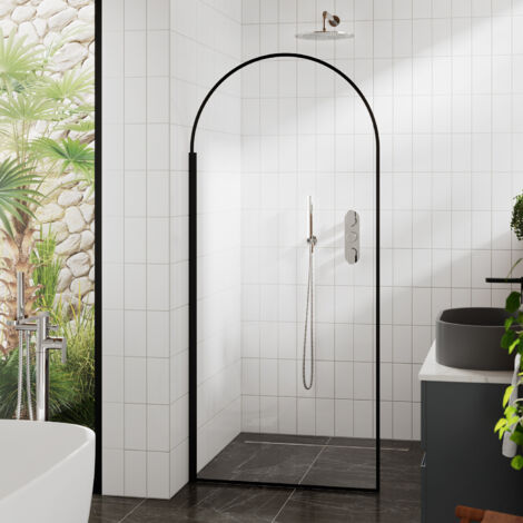 Hudson Reed 900mm Arched Wetroom Shower Screen with Matt Black Frame - WRSRBP90 (1/5)