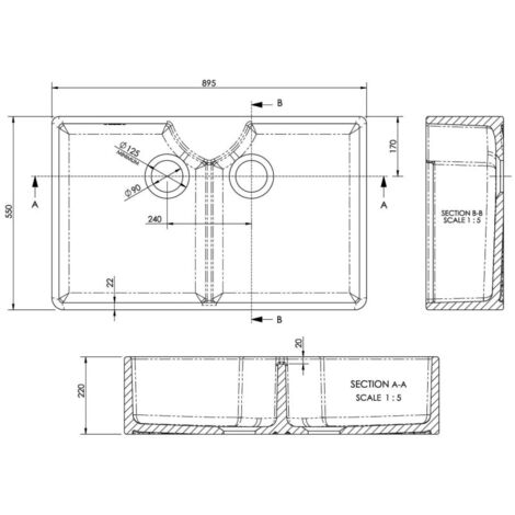 Nuie Belfast Fireclay Kitchen Sink 2.0 Bowl 895mm L x 550mm W - 0 Tap Hole