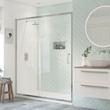 Signature Inca Sliding Shower Door 1400mm Wide - 8mm Glass (1/4)