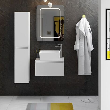 Signature Stockholm Wall Hung 1-Drawer Vanity Unit with Basin 615mm Wide - White Gloss
