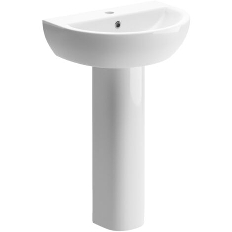 Signature Zeus Basin and Full Pedestal 550mm Wide - 1 Tap Hole (1/3)