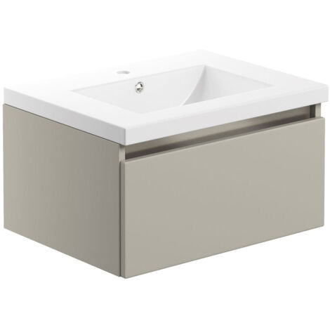 Signature Stockholm Wall Hung 1-Drawer Vanity Unit with Basin 615mm Wide - Latte (1/4)
