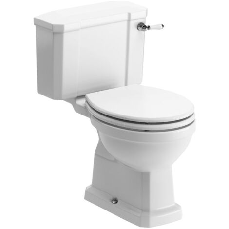 Signature Aphrodite Close Coupled Toilet with Lever Cistern - White Ash Soft Close Seat (1/4)
