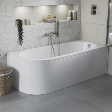 Signature Boost J-Shaped Rectangular Corner Bath 1500mm x 725mm Right ...