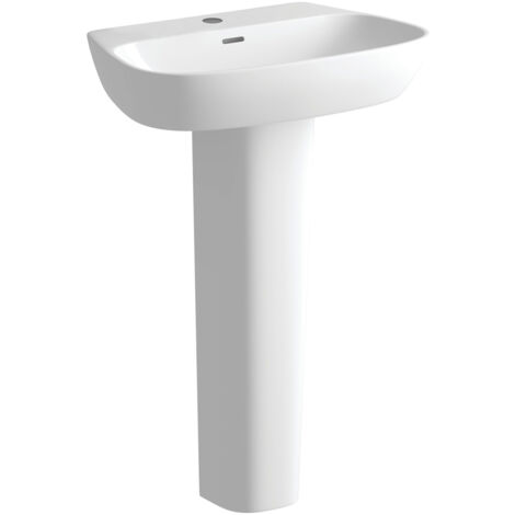 Signature Poseidon Basin and Full Pedestal 600mm Wide - 1 Tap Hole (1/3)