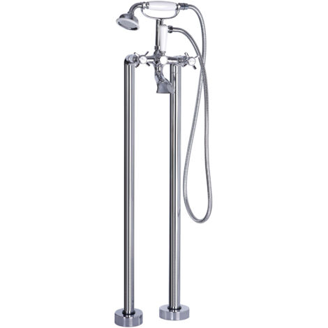 Signature Greenwich Freestanding Bath Shower Mixer Tap with Shower Kit - Chrome (1/2)