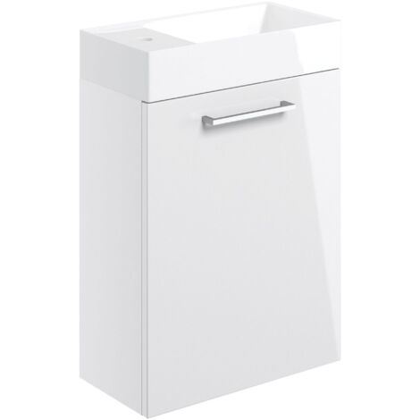 Signature Aalborg Wall Hung 1-Door Vanity Unit with Basin 405mm Wide - White Gloss (1/5)