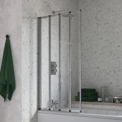 Signature Framed Four Folding Square Bath Screen 1400mm High x 800mm Wide - 4mm Glass (1/3)