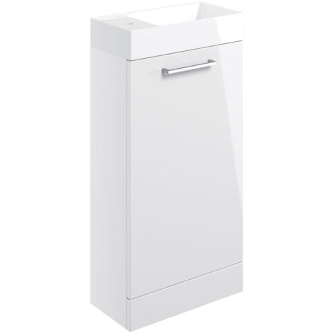 Signature Aalborg Floor Standing 1-Door Vanity Unit with Basin 405mm Wide - White Gloss (1/5)