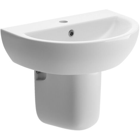 Signature Zeus Basin and Semi Pedestal 550mm Wide - 1 Tap Hole (1/2)