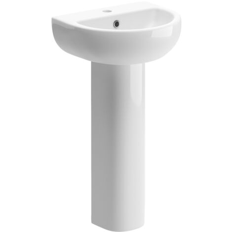 Signature Zeus Basin and Full Pedestal 450mm Wide - 1 Tap Hole