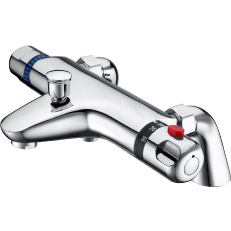 Signature Thermostatic Bath Shower Mixer Tap Pillar Mounted - Chrome (1/2)