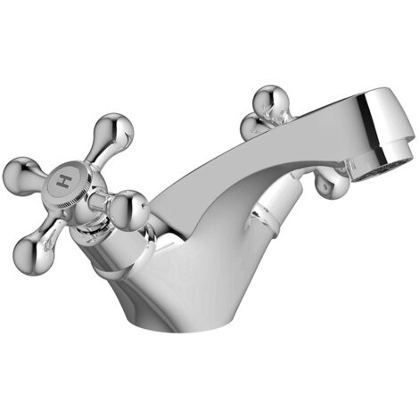 Signature Mayfair Basin Mixer Tap Dual Handle with Waste - Chrome (1/2)