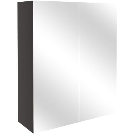 Signature Oslo 2-Door Mirrored Bathroom Cabinet 600mm Wide - Matt Graphite Grey