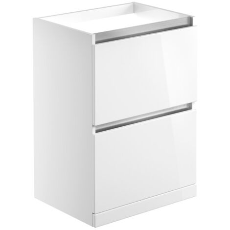 Signature Stockholm Floor Standing 2-Drawer Vanity Unit 600mm Wide - White Gloss (1/5)