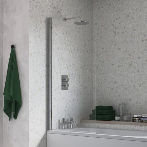 Signature Single Square Hinged Bath Screen 1500mm High x 800mm Wide - 6mm Glass (1/5)