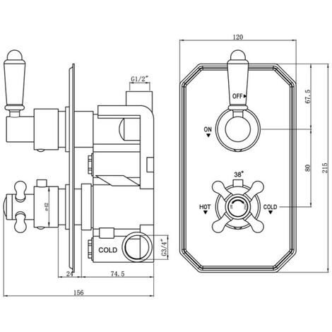 Signature Traditional Thermostatic 1 Outlet Concealed Shower Valve Dual   89142734 2 