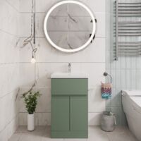 Hudson Reed Urban Floor Standing Vanity Unit with Basin 2 Satin Green - 500mm Wide
