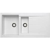 Prima+ Granite Composite 1.5 Bowl Inset Kitchen Sink with Waste Kit 1000mm L x 500mm W - White