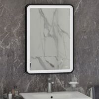 RAK Art Matt Black 500mm x 700mm Soft Illuminated LED Mirror - RAKARTSFMB5001