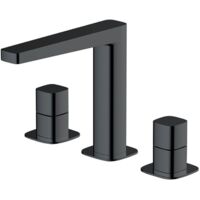 RAK Petit Square Matt Black Deck Mounted 3 Tap Hole Basin Mixer Tap - RAKPES3011B
