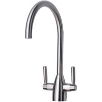 Prima Chelsea Dual Lever Kitchen Sink Mixer Tap - Brushed Steel