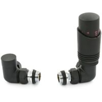 West Delta Corner TRV Thermostatic Radiator Valve and Lockshield - Textured Black
