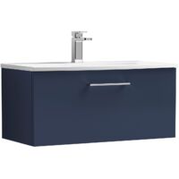 Nuie Arno Wall Hung 1-Drawer Vanity Unit with Basin-4 800mm Wide - Midnight Blue