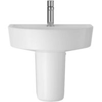 Hudson Reed Marlow Comfort Basin and Semi Pedestal 520mm Wide - 1 Tap Hole