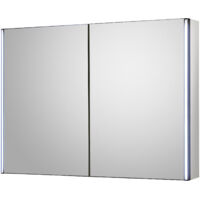 Hudson Reed Leda 2-Door LED Touch Sensor Bathroom Mirror Cabinet 600mm H x 800mm W