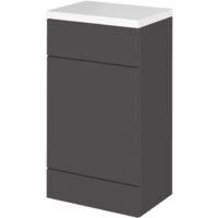 Hudson Reed Fusion WC Unit with Polymarble Worktop 500mm Wide - Gloss Grey