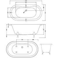 Hudson Reed Grosvenor Freestanding Bath 1500mm x 750mm - Corbel Leg Set