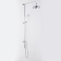 Milano Elizabeth Grand Rigid Riser with Fixed Rainfall Shower Head and Hand Shower Handset - Chrome & White