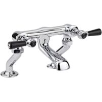 Hudson Reed Black Topaz Lever Bath Filler Tap Pillar Mounted - Chrome